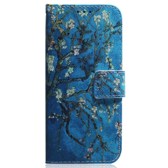 Θήκη με πτερύγιο για Realme C55, Wallet, Cherry blossom, μπλε