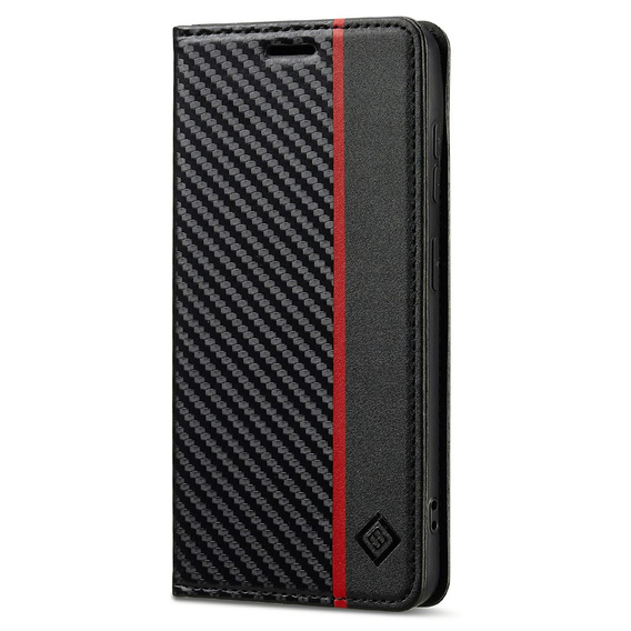 Θήκη με πτυσσόμενο καπάκι LC.IMEEKE Carbon για Samsung Galaxy A57 5G, μαύρη