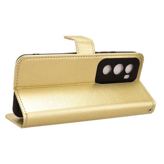 Θήκη με πτερύγιο για Oppo Reno 12, Crazy Horse Wallet, χρυσή