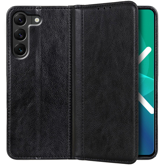 Θήκη για Samsung Galaxy S22 5G, Wallet Litchi Leather, μαύρη