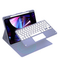 Θήκη + πληκτρολόγιο iPad 10.2 2021 / 2020 / 2019 / Air 10.5 2019, Leather Pen Slot TouchPad, μωβ