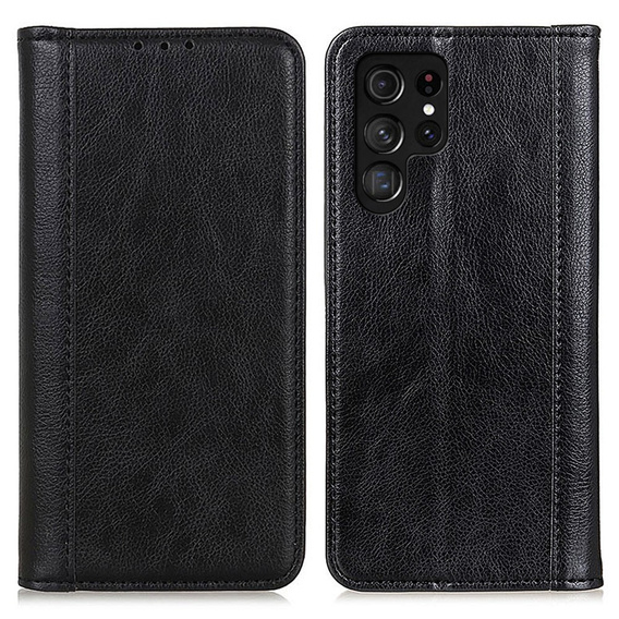 θήκη με πτερύγιο για Samsung Galaxy S25 Ultra, Split Leather, μαύρη