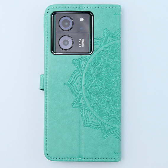 Θήκη με πτερύγιο για Xiaomi 13T / 13T Pro, Mandala, πράσινη