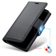 Θήκη για Samsung Galaxy S25, ERBORD Glossy Litchi, πορτοφόλι με πτερύγιο, μαύρη