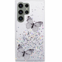 Θήκη για Samsung Galaxy S24 Ultra, Glitter Butterfly, λευκή