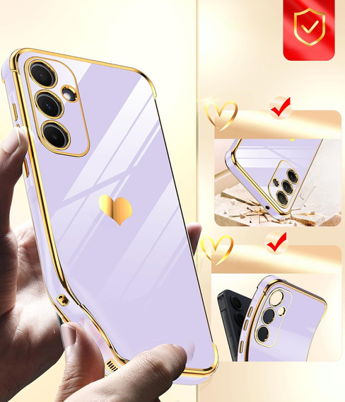 Θήκη για Samsung Galaxy A54 5G, Electro heart, μωβ + 2x γυαλί 9H