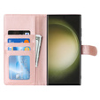 Θήκη με πτερύγιο για Samsung Galaxy S23 Ultra, πορτοφόλι, για MagSafe, ροζ rose gold