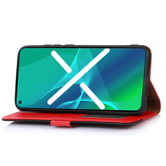 Θήκη με πτερύγιο για Motorola Moto G42 4G, KHAZNEH RFID, Dual Color, κόκκινη