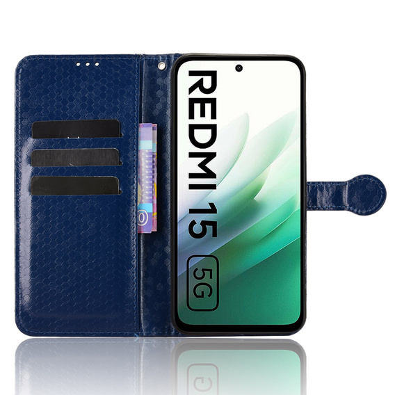 Θήκη με πτερύγιο για Xiaomi Redmi 15 5G / 4G, πορτοφόλι ρόμβος, μπλε