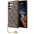 GUESS Θήκη για Samsung Galaxy S24 Ultra, 4G Charms Collection Hardcase, καφέ