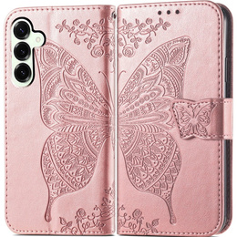 Θήκη με πτερύγιο για Samsung Galaxy S25 FE, Butterfly, ροζ rose gold