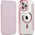 Θήκη με πτερύγιο για iPhone 12 Pro Max, RFID Wallet MagSafe CamShield, ροζ