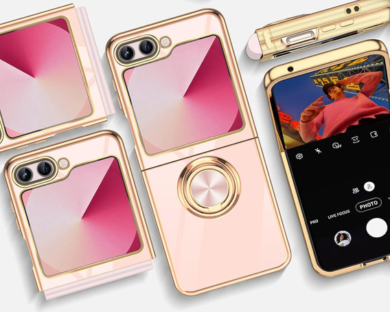 Θήκη για Samsung Galaxy Z Flip7 FE / Z Flip6, Electro Ring, ροζ