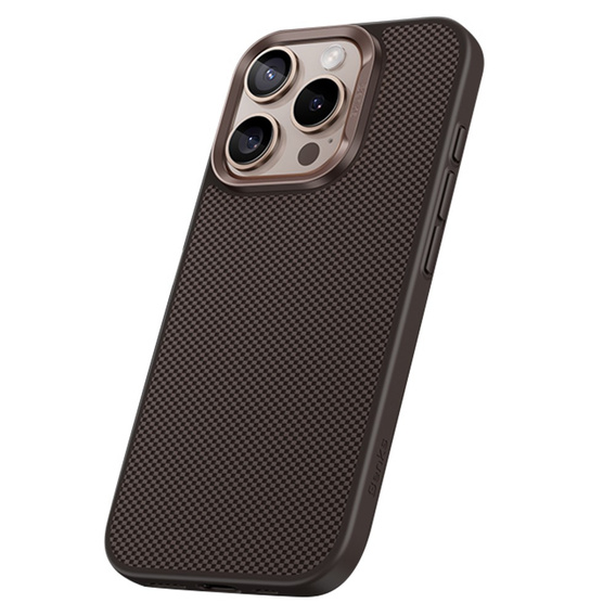 θήκη BENKS Kevlar για iPhone 16 Pro, για MagSafe, Carbon Fiber, καφέ