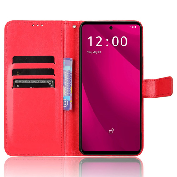 Θήκη με πτερύγιο για T Phone 2 Pro 5G, Crazy Horse Wallet, κόκκινη