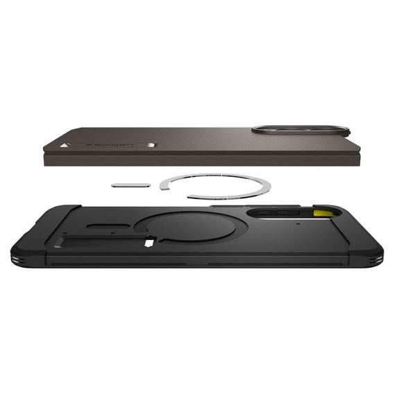 θήκη Spigen για Samsung Galaxy A36 5G, Tough Armor Mag Mag MagSafe, μαύρη + μετριασμένο γυαλί 9H