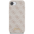 GUESS Θήκη για iPhone 16E, 4G Metal Gold Logo, ροζ