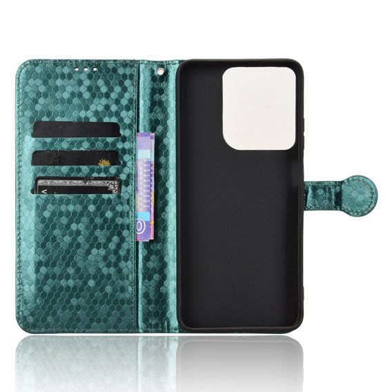 θήκη πτερύγιο για Motorola Moto G86 Power 5G, Wallet Rhombus, πράσινη