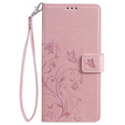 Θήκη με πτερύγιο για Motorola Moto E14, Butterfly, ροζ rose gold