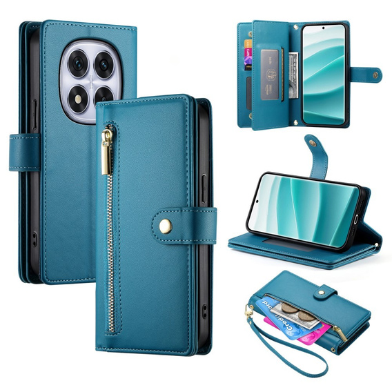 Θήκη με πτερύγιο για Xiaomi Redmi Note 14 Pro 5G / Poco X7 5G, Wallet Zipper Pocket, μπλε