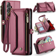 θήκη CASEME για Samsung Galaxy S24 FE, RFID Leather Wallet, με λουράκι ώμου, κόκκινη