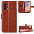 Θήκη με πτερύγιο για Motorola Moto G85, Crazy Horse Wallet, καφέ