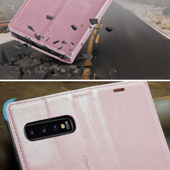 θήκη CASEME για Samsung Galaxy S10+ Plus, Waxy Textured, ροζ
