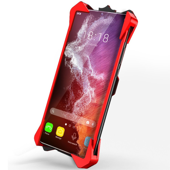 Θωρακισμένη θήκη για Samsung Galaxy S22 Ultra 5G, Aluminum Alloy, μαύρο / κόκκινο