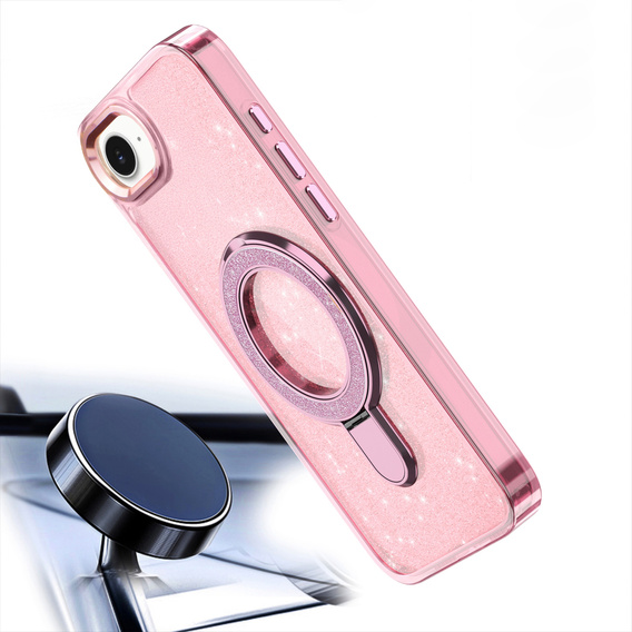 Η θήκη iPhone 16e, Glittery Magnetic Kickstand, ροζ