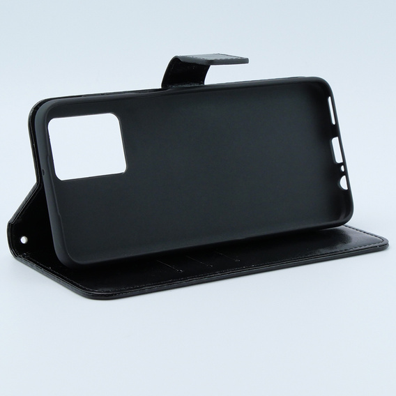 Θήκη με πτερύγιο για Motorola Moto G54 5G, Crazy Horse Wallet, μαύρη