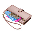 Θήκη με πτερύγιο για Samsung Galaxy S25, Wallet Zipper Pocket, ροζ