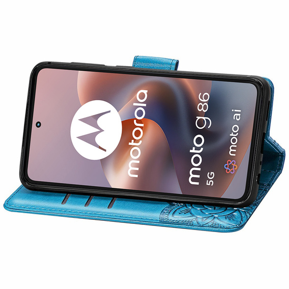Θήκη με πτερύγιο για Motorola Moto G86 Power 5G, Butterfly, μπλε