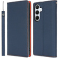 Θήκη με πτερύγιο για Samsung Galaxy S25, Litchi Skin Grain, σκούρο μπλε