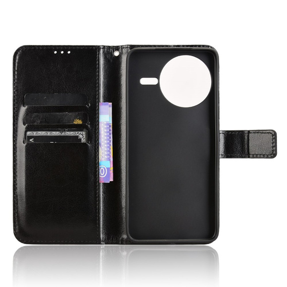 Θήκη με πτερύγιο για Xiaomi Poco F7 Ultra, Crazy Horse Wallet, μαύρη