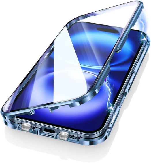 Μαγνητική θήκη MagSafe Dual Glass για iPhone 16, μπλε