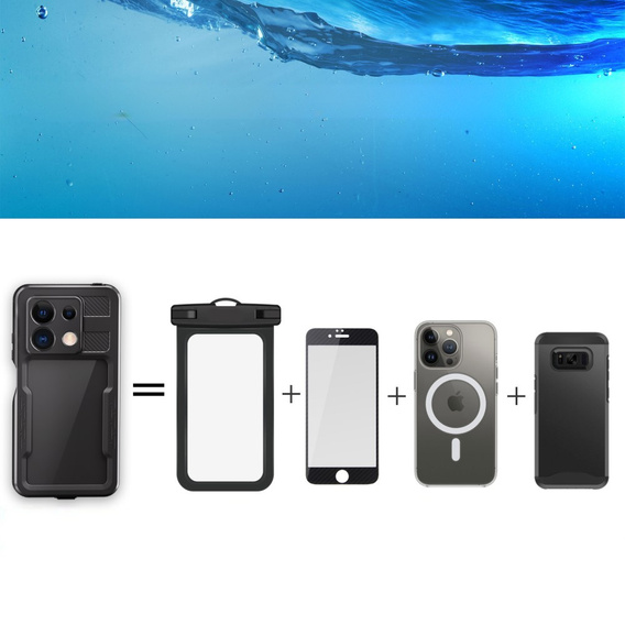 Αδιάβροχη θήκη IP68 για Xiaomi Redmi Note 13 5G, Redpepper, μαύρη
