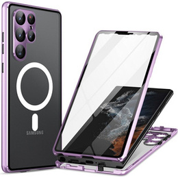 Μαγνητική θήκη MagSafe Dual Glass για Samsung Galaxy S24 Ultra, μωβ