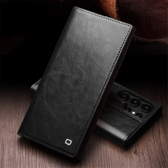 QIALINO Δερμάτινη θήκη πορτοφολιού με πτερύγιο για Samsung Galaxy S24 Ultra