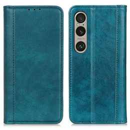 θήκη με πτερύγιο για Sony Xperia 1 VI, Split Leather, πράσινη