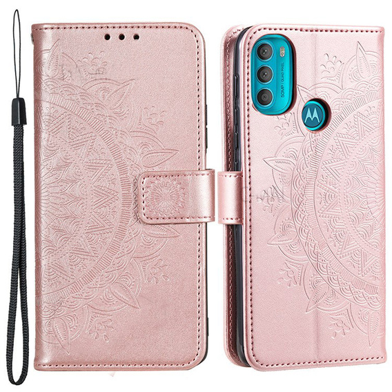 Θήκη με πτερύγιο για Motorola Moto G71 5G, Mandala, μπλε