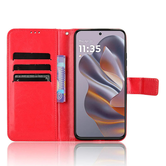 Θήκη με πτερύγιο για Motorola Edge 50 Neo / Motorola ThinkPhone 25, Crazy Horse Wallet, κόκκινη