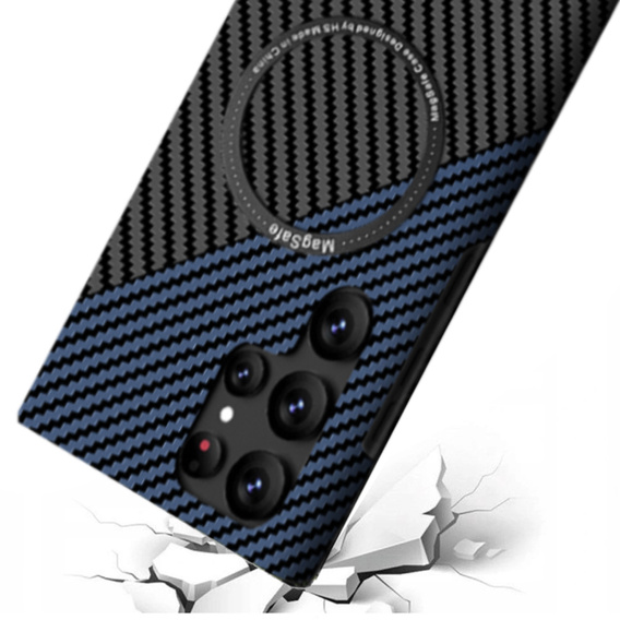 Θήκη για Samsung Galaxy S22 Ultra, Magsafe Slim Carbon, μαύρο / μπλε