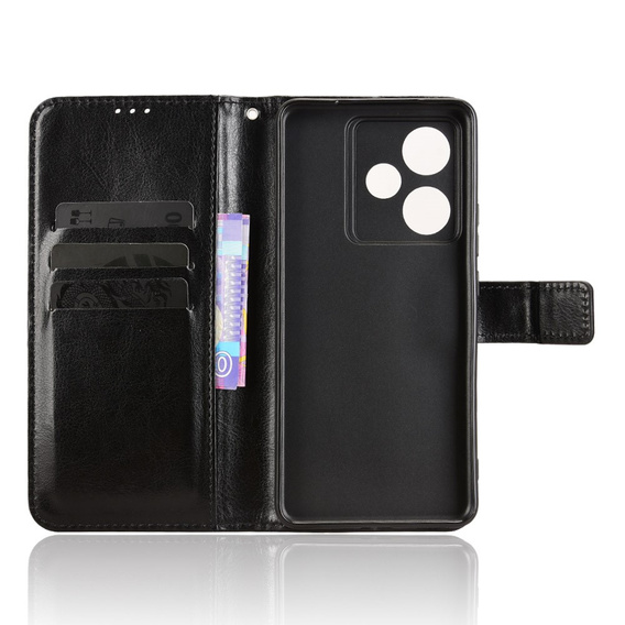Θήκη με πτερύγιο για Realme GT 7 / 7T, Crazy Horse Wallet, μαύρη