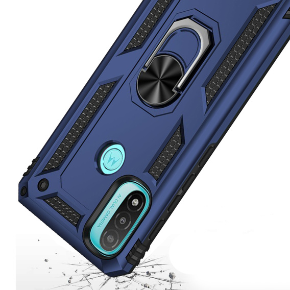 θωρακισμένη θήκη για Motorola Moto E20/E30/E40, Nox Case Ring, μπλε