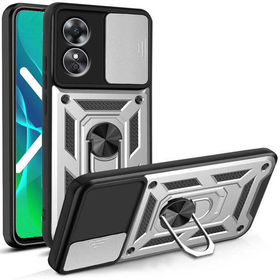Θήκη για Oppo A17, CamShield Slide, ασημένιο