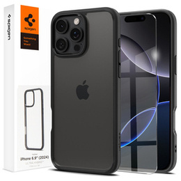 θήκη Spigen για iPhone 16 Pro Max, Ultra Hybrid, διαφανής / μαύρη + μετριασμένο γυαλί 9H