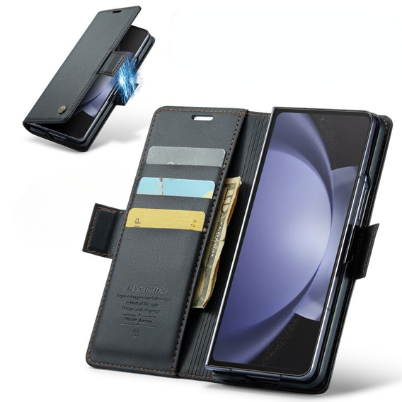 CASEME flip case για Samsung Galaxy Z Fold6 5G, Litchi Wallet, μαύρη