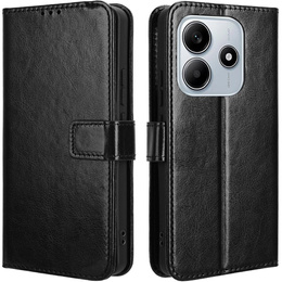 Θήκη με πτερύγιο για Xiaomi Redmi Note 14 5G, Crazy Horse Wallet, μαύρη