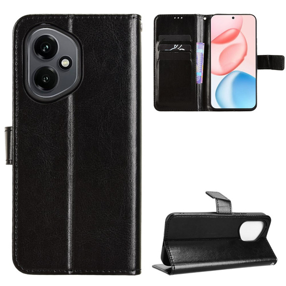 Θήκη με πτερύγιο για Honor 400 5G, Crazy Horse Wallet, μαύρη