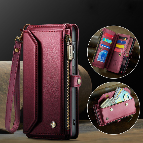 Θήκη με πτερύγιο για Samsung Galaxy A17 5G, θήκη πορτοφολιού με κλειδαριά και ιμάντες - κόκκινο